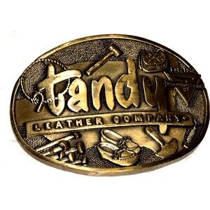 Vintage Tandy Leather Company Belt Brass Buckle